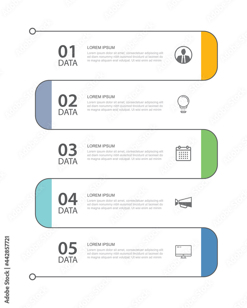 Wall mural 5 data infographics tab thin line index template. vector illustration abstract background. can be us