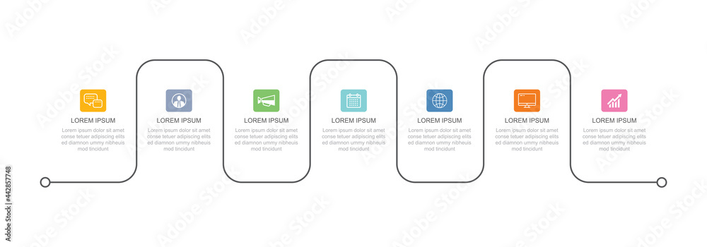 Wall mural 7 data infographics tab thin line index template. vector illustration abstract background. can be us