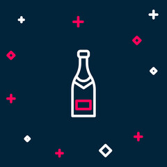 Line Champagne bottle icon isolated on blue background. Colorful outline concept. Vector