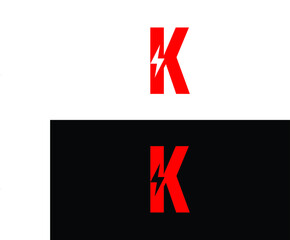 Electric Icon with letter K.
Electric Spark icon vector.
Letter K logo.
