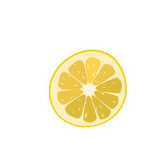 A round juicy slice of lemon, isolated on a white background. Healthy and vitamin-rich fruits. Vector flat illustration