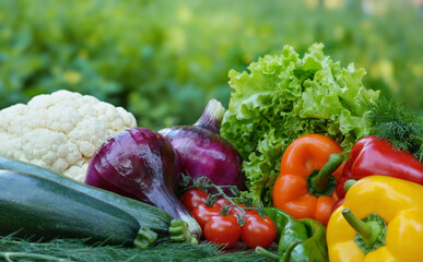 Colorful set organic food. Fresh raw vegetables. Healthy vegetarian food.Vegetarian eating concept