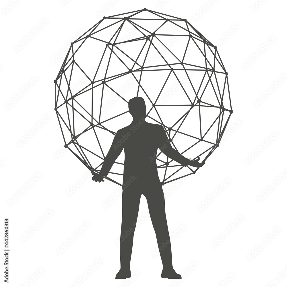 Canvas Prints man holding abstract geometry shape in his hands