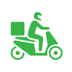 Shipping delivery man riding motorcycle icon symbol, Pictogram flat design for apps and websites, Track and trace processing status, Isolated on white background, Vector illustration