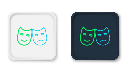 Line Comedy and tragedy theatrical masks icon isolated on white background. Colorful outline concept. Vector