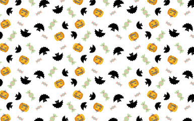 ハロウィン背景素材　お化けかぼちゃとコウモリ