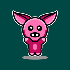 Simple Mascot Vector Design in the form of Pig standing