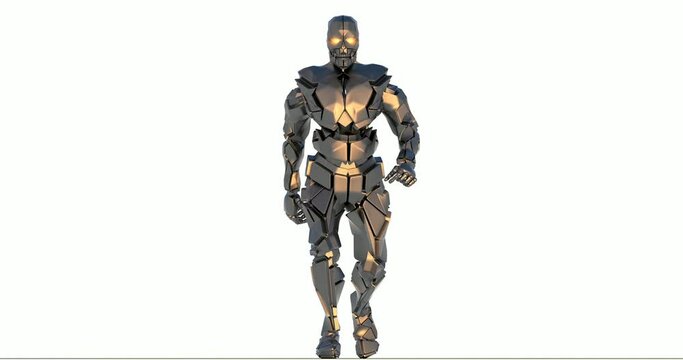 schwarzer humanoider Roboter geht frontal auf mich zu