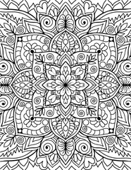 Mandala adults coloring book page. Art therapy template.