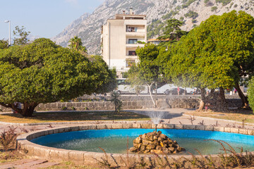 View of the fountain in the city of Kotor. Montenegro