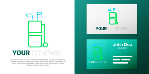 Line Golf bag with clubs icon isolated on white background. Colorful outline concept. Vector