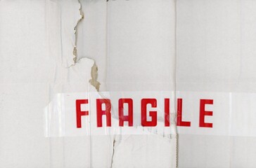 fragile label on cardboard
