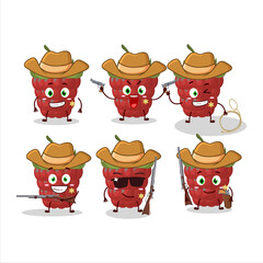 Cool cowboy raspberry cartoon character with a cute hat