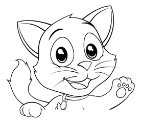 Cat Cute Cartoon Kitten Animal Peeking Sign