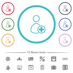 Add new user flat color icons in circle shape outlines