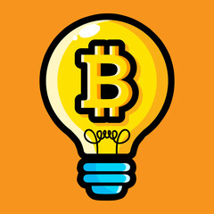 light bulb vector design with bitcoin coin symbol