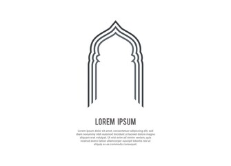 Mosque corridor shape simple illustration in black and white.
