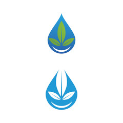 Water drop / droplet with leaf for natural fresh healthy eco logo design vector