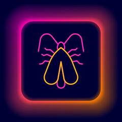 Glowing neon line Clothes moth icon isolated on black background. Colorful outline concept. Vector