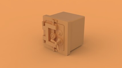 Closed empty yellow safe box business banking concept right side isometric view isolated in solid yellow background 3d rendering image