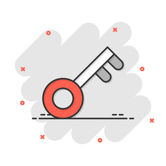 Key icon in flat style. Password vector illustration on white isolated background. Access business concept.