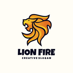 Lion Fire Modern Abstract Logo Template