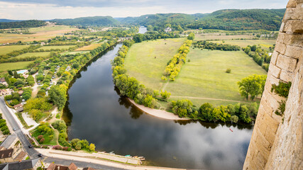 The Dordogne River from Castelnaud la chapelle castle located in Castelnaud la chapelle in France...