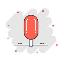 Ice cream icon in flat style. Sundae vector illustration on white isolated background. Sorbet dessert business concept.