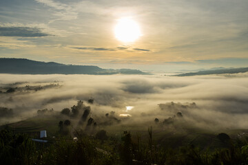 Khao Takhian Ngo View Point of the Beautiful Morning Mist at Khao Kho District.