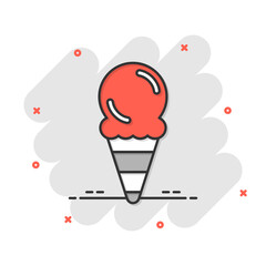 Ice cream icon in flat style. Sundae vector illustration on white isolated background. Sorbet dessert business concept.