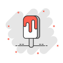 Ice cream icon in flat style. Sundae vector illustration on white isolated background. Sorbet dessert business concept.