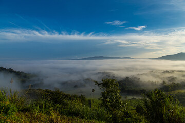 Khao Takhian Ngo on Green Season Has Beautiful Morning Mist at Khao Kho District.