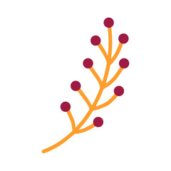 A sprig with red berries . Vector illustration