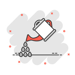Water can icon in flat style. Irrigation garden vector illustration on white isolated background. Watering business concept.