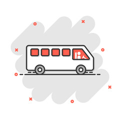 Fototapeta premium Bus icon in flat style. Coach vector illustration on white isolated background. Autobus vehicle business concept.