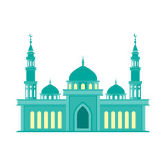 mosque flat style illustration with isolated background, islamic vector, minimalist, eid greeting, ramadan kareem