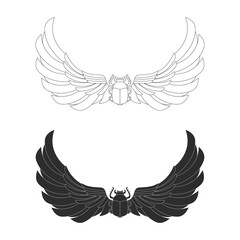 Obraz premium vector monochrome icon set with ancient egyptian symbol Winged sun for your project