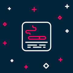 Line Smoking area icon isolated on blue background. Colorful outline concept. Vector