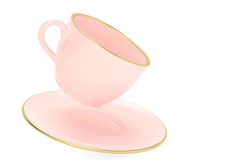Pink coffee cup  isolated on white background. 3D illustration.