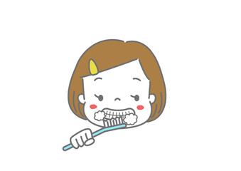 Fototapeta premium 歯磨きをする女の子