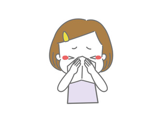 ティッシュで鼻をかむ女の子