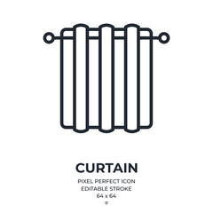 Curtain editable stroke outline icon isolated on white background flat vector illustration. Pixel perfect. 64 x 64.