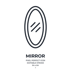 Mirror editable stroke outline icon isolated on white background flat vector illustration. Pixel perfect. 64 x 64.