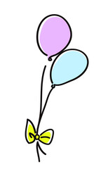 カラフルな手書きかわいい風船のイラスト