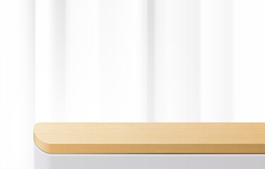 Empty minimal wooden top table, wood podium in white background. for product presentation, mock up, show cosmetic product display, Podium, stage pedestal or platform. 3d vector