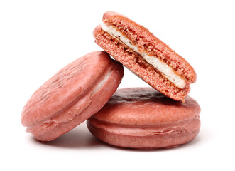 Strawberry filled pie on white background