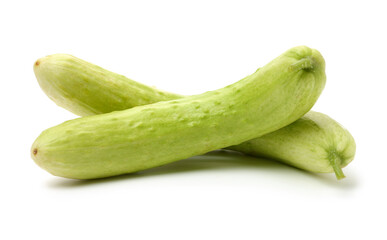 Green cucumber on the white background