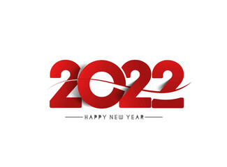 Happy New Year 2022 Text Typography Design Patter, Vector illustration. - obrazy, fototapety, plakaty