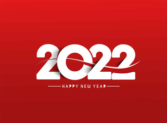 Happy New Year 2022 Text Typography Design Patter, Vector illustration. - obrazy, fototapety, plakaty