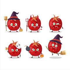 Halloween expression emoticons with cartoon character of pomegranate